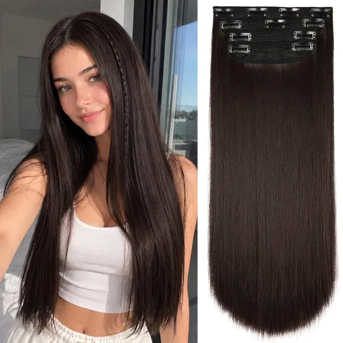 Miniatura 8 de 4 extensiones de cabello sintético suave y natural para mujer, rubio miel, mezcla de castaño castaño, extensiones para mujer