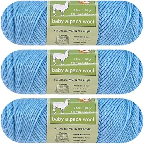 Miniatura 5 de Hilo de mezcla de lana de alpaca para bebé, peso esmerilado, 3 madejas (100 g/cada una) para arte, manualidades, crochet y tejer, marca premium 33