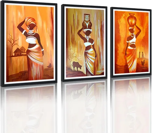 Miniatura 30 de MAMAGO Lienzo decorativo para pared, pintura de belleza dorada y negra, fotos de mujeres africanas, hermosos pósteres de mujer negra, impresiones