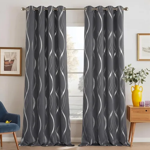 Miniatura 143 de NICETOWN Paneles de Cortinas Opacas para Dormitorio - Tratamiento de Ventanas con Aislamiento Térmico, Ojales Sólidos, Cortinas Opacas con Diseño