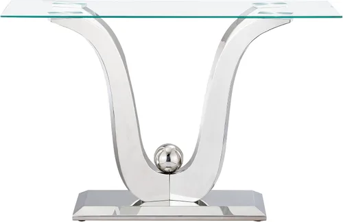 Miniatura 46 de Mesa de centro de cristal de lujo, mesa de centro de sofá de 47 pulgadas con marco de acero inoxidable dorado y parte superior de vidrio negro, mesa