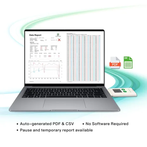 Miniatura 5 de Registrador de datos de temperatura USB Freshliance, termómetro digital LCD configurable para refrigerador con informe PDF o CSV, monitor