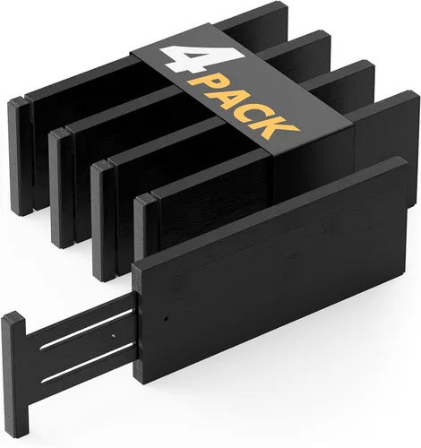Miniatura 12 de SpaceAid Paquete de 4 separadores de cajones de bambú, 4.65 pulgadas de alto ajustable de 12.5 a 17 pulgadas, organización expandible para ropa