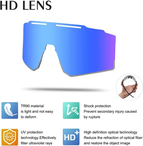 Miniatura 6 de OULAIQI Gafas de sol de ciclismo, polarizadas, para hombres y mujeres, con 1 lente o 3 lentes intercambiables, gafas de béisbol