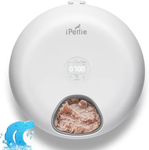 Miniatura 10 de iPettie Donut Frost - Comedero automático inalámbrico para mascotas de 6 comidas, alimentos secos y húmedos, con dos paquetes de hielo, batería