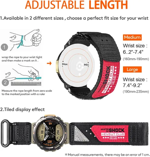 Miniatura 4 de Watch Bands Compatible with Amazfit T-Rex 2, Millitary Nylon Strap With Hook and Loop Design and Tools included Café