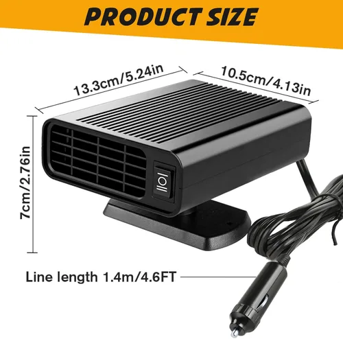 Miniatura 2 de Calentador de coche de 12 V, desempañador de descongelación de calentamiento rápido de 150 W que se conecta al encendedor de cigarrillos, calentador