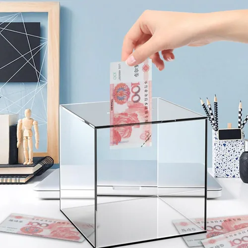 Miniatura 8 de Alcancía transparente, acrílico transparente, monedas simples para ahorrar dinero en efectivo caja para Año Nuevo