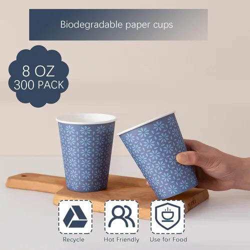 Miniatura 4 de Clawsoff Paquete de 300 Vasos de Papel de 8 oz, Vasos Desechables para Bebidas Calientes/Frías, Vasos de Café de Papel de 8 OZ, Vasos de Café
