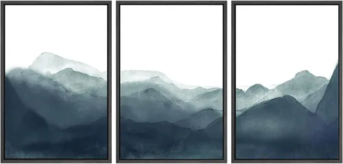 Miniatura 66 de SIGNWIN Lienzo enmarcado para pared, juego de arte tranquilo con reflejo de lago, acuarela, montaña y agua, ilustraciones modernas, arte abstracto