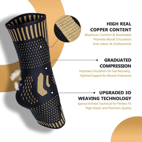 Miniatura 3 de Lusenone Tobillera de cobre para hombres y mujeres (par), los mejores calcetines de compresión de tobillo para fascitis plantar, esguince