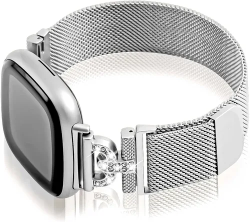 Miniatura 10 de Bandas magnéticas compatibles con Fitbit Sense 2/Fitbit Versa 4/Fitbit Sense/Fitbit Versa 3, correa de malla de acero inoxidable, pulsera ajustable
