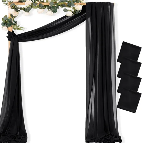Miniatura 16 de MLMC 1 panel de tela para arco de boda azul bebé, 29 x 20 pies, cortinas de gasa extralargas transparentes de 6.6 yardas, paneles de cortinas