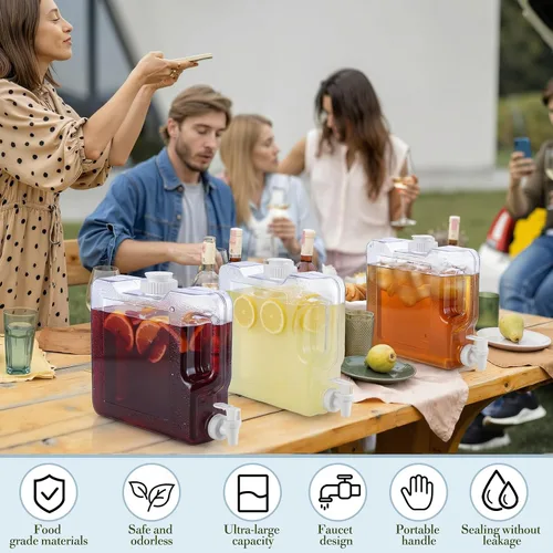 Miniatura 5 de Funnymoom 6 dispensadores de bebidas para refrigerador, refrigerador, botella dispensadora de agua reutilizable de plástico con espita para fiestas