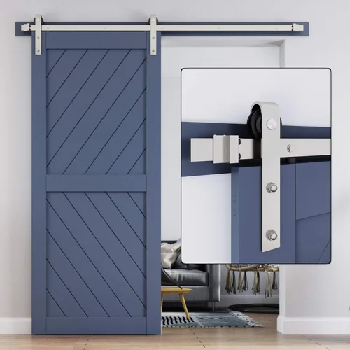 Miniatura 15 de EaseLife Kit de Rieles de Hardware de 5 Pies para Puerta Corredera de Granero de Níquel Cepillado, Polea J Básica, Trabajo Pesado, Se Desliza Suave