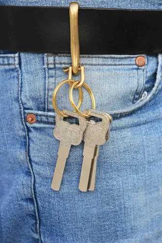Miniatura 5 de 1 juego de latón macizo en U Key Loop Gancho de cinturón para llaves de coche llavero H23-BFBC