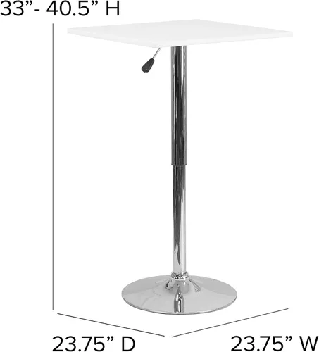 Miniatura 3 de Flash Furniture Pearl - Mesa giratoria cuadrada de madera blanca de 23.75 pulgadas (rango ajustable de 33 a 40.5 pulgadas)