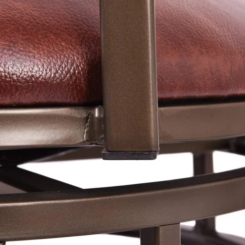 Miniatura 6 de HAPPYGRILL Juego de 2 taburetes de bar para patio, giratorios de 360 grados con asiento acolchado de cuero y respaldo para comedor de bistró, sillas