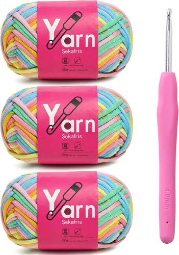 Miniatura 26 de Hilo de Crochet con Hilo de Algodón para Crochet – Hilos de Crochet Tejido para Principiantes con Puntadas Fáciles de Ver – Hilo para Crochet