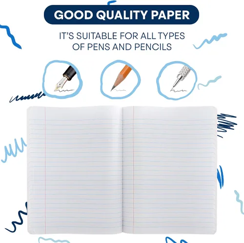 Miniatura 9 de Emraw cuaderno de composición con cubierta de estilo mármol de color blanco y negro, con 100 páginas de papel blanco con renglones angostos, 2