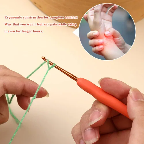 Miniatura 6 de Gancho de ganchillo para principiantes de 2.5mm, ganchos de ganchillo con mango ergonómico para manos artríticas, agujas de tejer cómodas y suaves