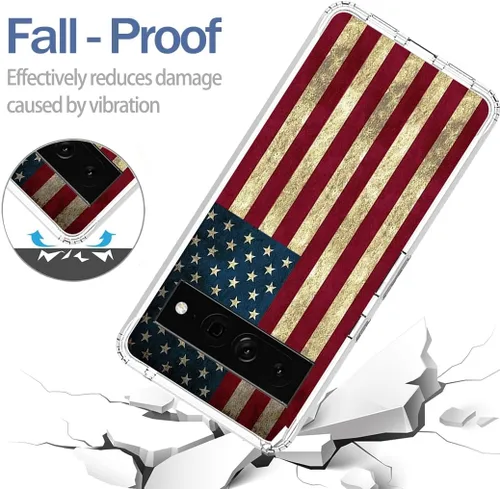 Miniatura 7 de Funda protectora para Pixel 7 Pro/Google 7 Pro, diseño de bandera transparente y bonita funda protectora de cuerpo completo para Google Pixel 7 Pro