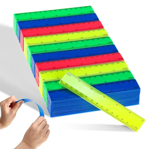 Zonon 500 reglas rectas flexibles de plástico a granel con pulgadas y centímetros, regalo para el primer día de escuela, suministros de oficina de