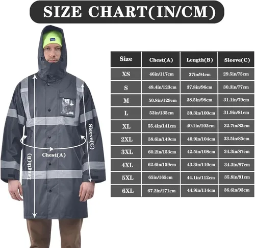 Miniatura 4 de A-SAFETY Chaqueta de lluvia de alta visibilidad, gabardina y chaqueta de lluvia de seguridad RIVER OTTER Petos de lluvia ANSI Clase 3