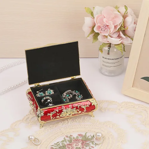 Miniatura 5 de ELLDOO Caja de música vintage, caja de joyería musical de metal dorado, caja de recuerdo, pequeña caja de almacenamiento de joyas, regalo para niñas
