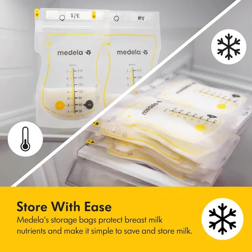 Miniatura 4 de Bolsas de almacenamiento de leche materna Medela Easy Pour 200 unidades 210ml/7oz Desechables, a prueba de fugas, congelación rápida, protección