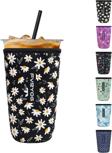 Miniatura 76 de Fundas de neopreno reutilizables aisladas para café helado, fundas para tazas de café helado, fundas para bebidas heladas y calientes