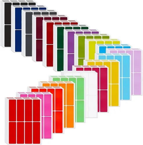 640 etiquetas rectangulares de codificación de colores de 3 x 1 pulgadas, etiquetas adhesivas de código de colores, etiquetas rectangulares de