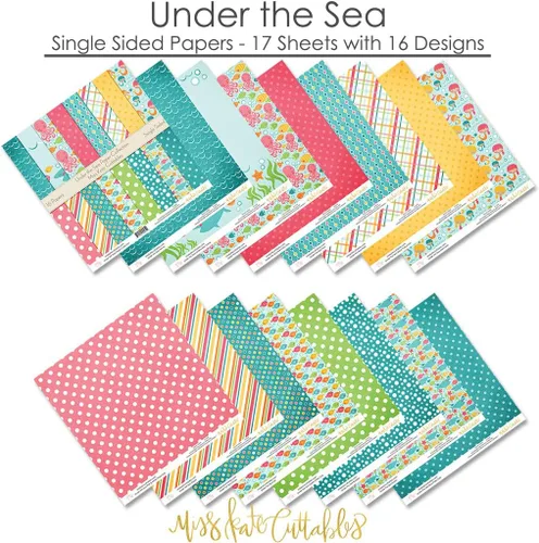 Miniatura 2 de Paquete de papel de patrón – Under the Sea – Scrapbook Premium Specialty Paper de una cara de 12 x 12 pulgadas, colección incluye 16 hojas – por