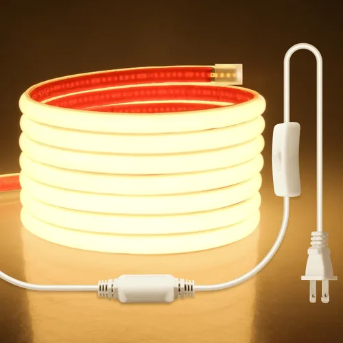 Miniatura 12 de Aclorol Tira de luces LED COB de 110 V para exteriores, impermeable, 6.56 pies/2M, luz diurna blanca 6000 K CRI90+ flexible y Unifrom tira de luz