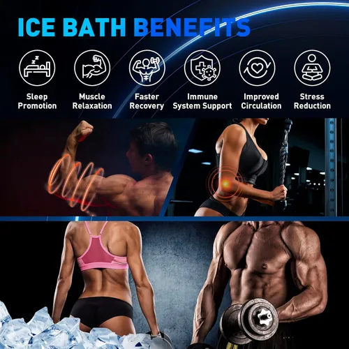 Miniatura 3 de Bañera de hielo inflable para atletas compatible con enfriador de agua, bañera de recuperación portátil con tapa, para recuperación de terapia
