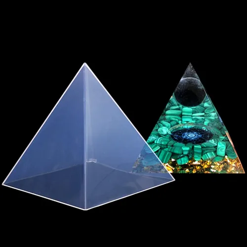 Miniatura 4 de Moldes de pirámide de silicona transparente supergrandes, 3 piezas, interior de 4.7 a 7.5 pulgadas, moldes de resina de silicona para orgonita
