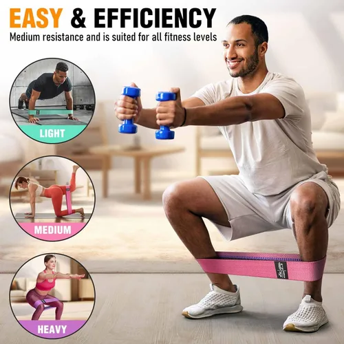 Miniatura 5 de Bandas de resistencia de tela para entrenar - Bandas de ejercicio para mujeres y hombres, bandas de trasero para piernas y glúteos, yoga, pilates