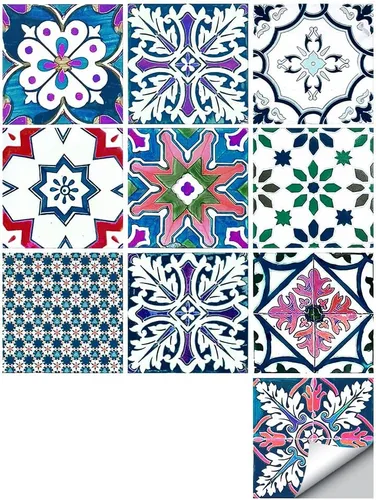 Miniatura 18 de 10 hojas de calcomanías para azulejos de 6 x 6 pulgadas, vinilo impermeable para cocina, baño, ducha, decoración de pared