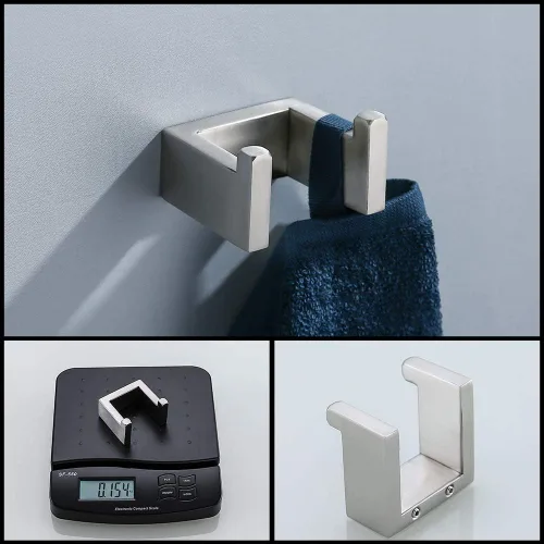 Miniatura 5 de Juego de accesorios de baño de 4 piezas, toallero, toallero, gancho para bata, soporte para papel higiénico, acero inoxidable, Q8-P4BR Níquel