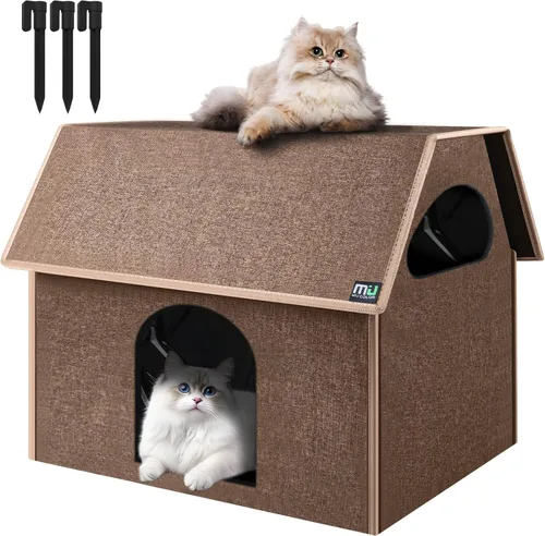 Miniatura 8 de MIU Color Casa para Gatos al Aire Libre, Casas Grandes Resistentes a la Intemperie para Gatos al Aire Libre, Refugio Aislado para Gatos Ferales