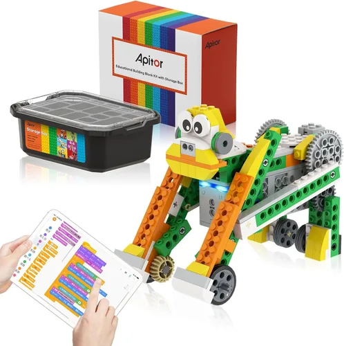 Apitor Robot Q Robot Kit de construcción, 20 en 1 programable APP RC Kit de codificación de robótica para automóvil, incluye organizador de