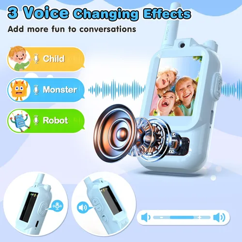 Miniatura 4 de Walkie Talkies de Video para Niños, Paquete de 2 Walkie Talkies FaceTime con Cámara HD y Cambiador de Voz para Niños y Niñas para Juegos Familiares