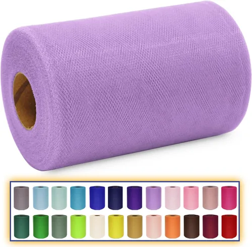 Miniatura 11 de Rollo de tela de tul azul agua de 6 pulgadas x 300 pies (100 yardas), cinta de tul mate cinta de red malla carrete para DIY falda tutú lazo de boda