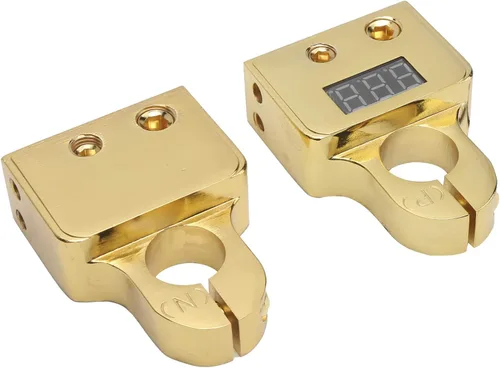 Miniatura 3 de Kit de conectores de terminales de batería de coche con voltímetro digital 0/4/8/10 AWG chapado en oro A (dorado)