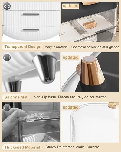 Miniatura 4 de Organizador de maquillaje para encimera, soporte para cuidado de la piel, organizador de mostrador de baño, caja de almacenamiento, vitrinas