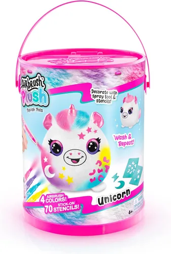 Miniatura 2 de Canal Toys Personaliza el unicornio de peluche esponjoso mediano con aerógrafo. Decora, lava, repite. Personaliza tu propia felpa de arte en aerosol