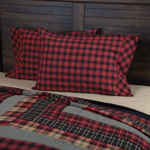 Miniatura 8 de VHC Brands Rustic & Lodge Cumberland - Accesorio de ropa de cama acolchado, funda europea, 26 x 26 pulgadas, color rojo chile