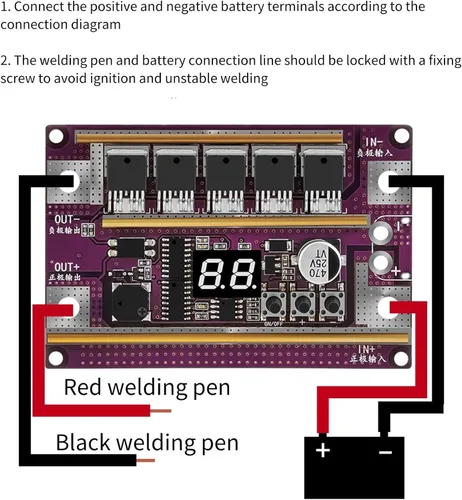 Miniatura 5 de Tablero de soldador por puntos Pantalla digital Tablero de soldador por puntos Pantalla digital 99 engranajes ajustable de salida de alta potencia