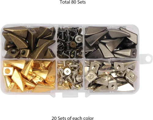 Miniatura 2 de Mingtao Juego de 80 clavos y tachuelas de garra de tiburón dragón con forma de cono de bala, remaches para cuero, manualidades, ropa, zapatos