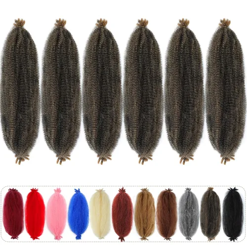 Miniatura 13 de Cabello afro trenzado elástico de 24 pulgadas, cabello Marley para rastas sintéticas, cabello trenzado estilo Marley Twist color rojo burdeos